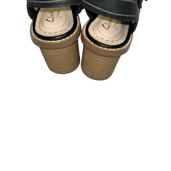 CLARKS Glacier Cool Womens Casual black leather Sandals size 8.5 - Picture 6 of 8